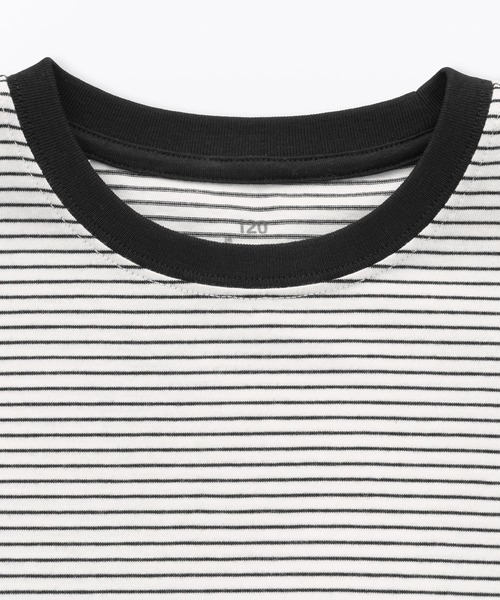 無印良品(ムジルシリョウヒン)の「キッズ 綿天竺編みクルーネック半袖Tシャツ ボーダー(Tシャツ/カットソー・キッズ・ブラック系/ブルー系/ピンク系/ホワイト系/ライトグリーン系/ネイビー系/パープル系・110/120/130/140/150)」の11枚目の写真