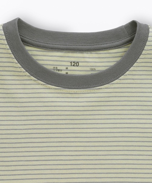 無印良品(ムジルシリョウヒン)の「キッズ 綿天竺編みクルーネック半袖Tシャツ ボーダー(Tシャツ/カットソー・キッズ・ブラック系/ブルー系/ピンク系/ホワイト系/ライトグリーン系/ネイビー系/パープル系・110/120/130/140/150)」の15枚目の写真