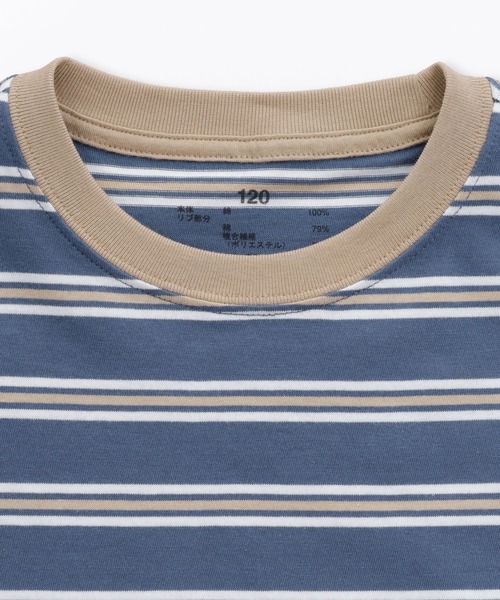 無印良品(ムジルシリョウヒン)の「キッズ 綿天竺編みクルーネック半袖Tシャツ ボーダー(Tシャツ/カットソー・キッズ・ブラック系/ブルー系/ピンク系/ホワイト系/ライトグリーン系/ネイビー系/パープル系・110/120/130/140/150)」の20枚目の写真