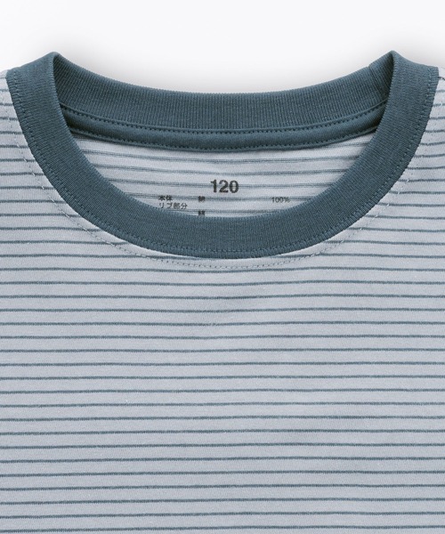 無印良品(ムジルシリョウヒン)の「キッズ 綿天竺編みクルーネック半袖Tシャツ ボーダー(Tシャツ/カットソー・キッズ・ブラック系/ブルー系/ピンク系/ホワイト系/ライトグリーン系/ネイビー系/パープル系・110/120/130/140/150)」の18枚目の写真