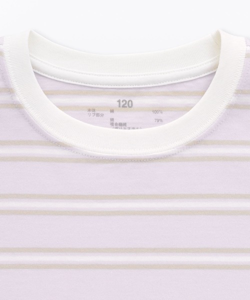 無印良品(ムジルシリョウヒン)の「キッズ 綿天竺編みクルーネック半袖Tシャツ ボーダー(Tシャツ/カットソー・キッズ・ブラック系/ブルー系/ピンク系/ホワイト系/ライトグリーン系/ネイビー系/パープル系・110/120/130/140/150)」の12枚目の写真