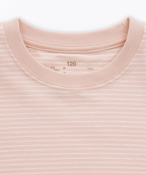 無印良品(ムジルシリョウヒン)の「キッズ 綿天竺編みクルーネック半袖Tシャツ ボーダー(Tシャツ/カットソー・キッズ・ブラック系/ブルー系/ピンク系/ホワイト系/ライトグリーン系/ネイビー系/パープル系・110/120/130/140/150)」の16枚目の写真