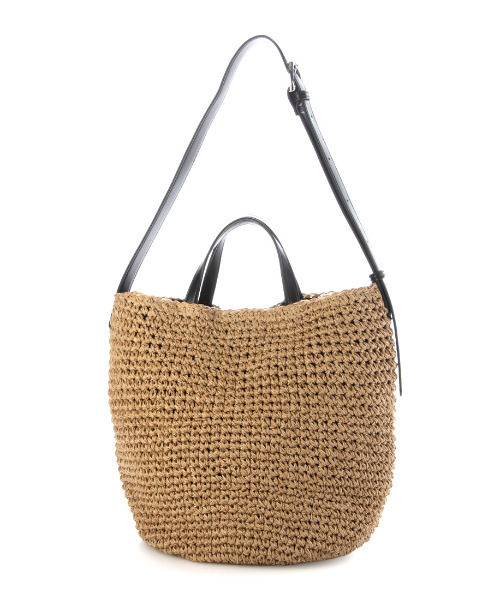 cache cache(カシュ カシュ)の「カシュカシュ cachecache / 丸底バケットクロッシュ2wayトート カゴバッグ(かごバッグ・レディース・キャメル/ベージュ系その他/ブラック・FREE)」の5枚目の写真