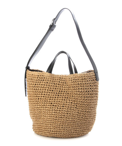 cache cache(カシュ カシュ)の「カシュカシュ cachecache / 丸底バケットクロッシュ2wayトート カゴバッグ(かごバッグ・レディース・キャメル/ベージュ系その他/ブラック・FREE)」の4枚目の写真