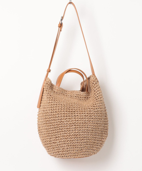 cache cache(カシュ カシュ)の「カシュカシュ cachecache / 丸底バケットクロッシュ2wayトート カゴバッグ(かごバッグ・レディース・キャメル/ベージュ系その他/ブラック・FREE)」の15枚目の写真