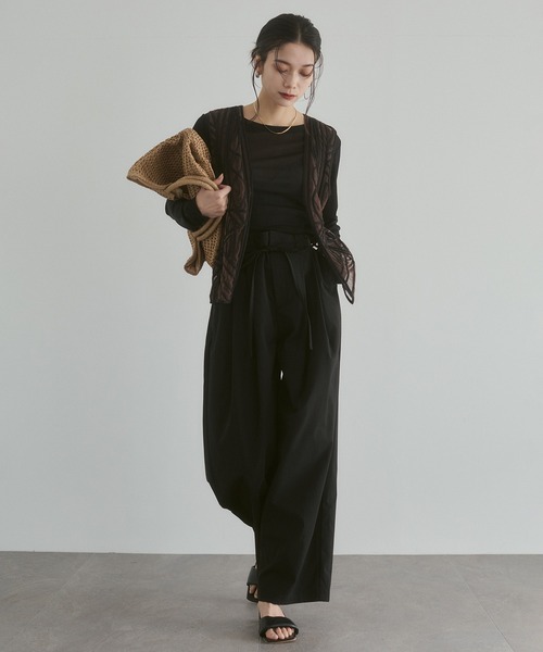 hunch（ハンチ）の「幾何学柄 ネット 刺繍ジレ（ベスト・レディース・ダークブラウン/アイボリー・FREE）」の4枚目の写真