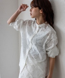 カットジャガードフラワーシアーシャツ 春服