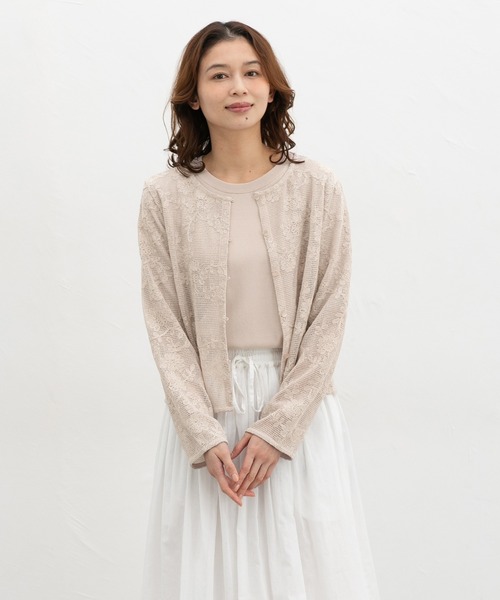 Honeys(ハニーズ)の「刺繍メッシュカーディガン(カーディガン/ボレロ・レディース・ブラック/アイボリー/ベージュ・S/M/LL/L)」の15枚目の写真