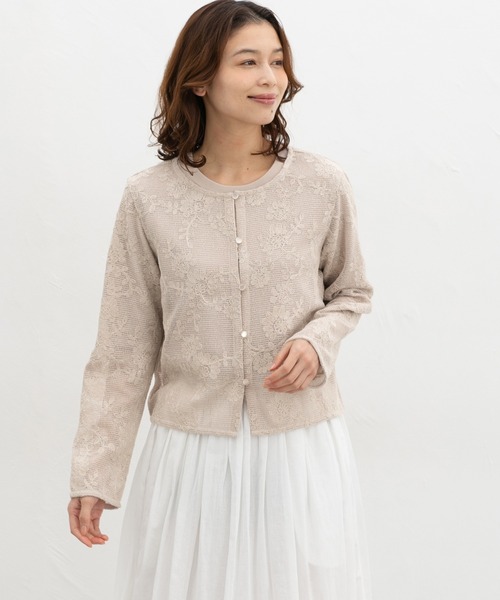 Honeys(ハニーズ)の「刺繍メッシュカーディガン(カーディガン/ボレロ・レディース・ブラック/アイボリー/ベージュ・S/M/LL/L)」の16枚目の写真