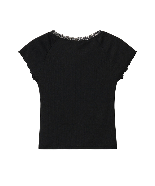 UUUUP(ユープ)の「レーススcoopT - ブラック(Tシャツ/カットソー・レディース・その他・MEDIUM/SMALL)」の3枚目の写真