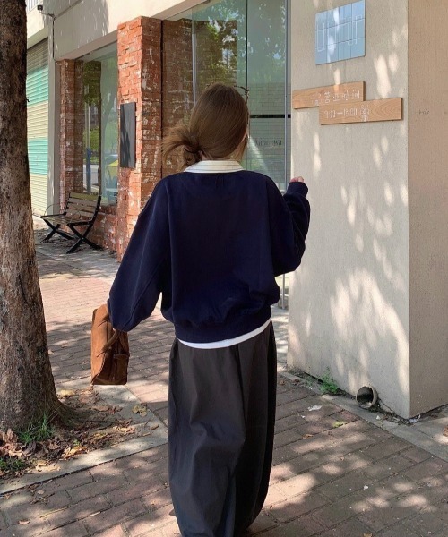 LADY LIKE(レディライク)の「ストライプ衿オーバーサイズトップス(Tシャツ/カットソー・レディース・ネイビー・M)」の10枚目の写真