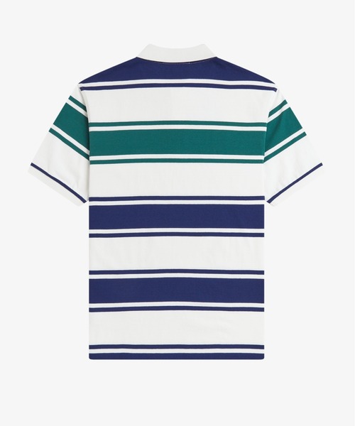 FRED PERRY（フレッドペリー）の「Relaxed Striped Polo Shirt／リラックスストライプポロシャツ（ポロシャツ・メンズ・ホワイト・L/M/S）」の2枚目の写真