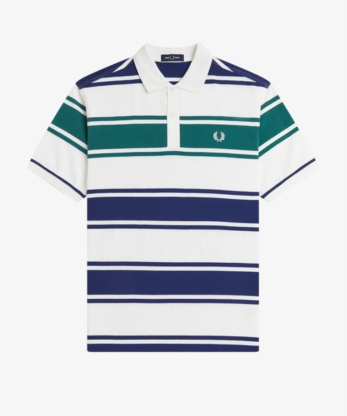 FRED PERRY(フレッドペリー)の「Relaxed Striped Polo Shirt/リラックスストライプポロシャツ(ポロシャツ・メンズ・ホワイト・L/M/S)」の7枚目の写真