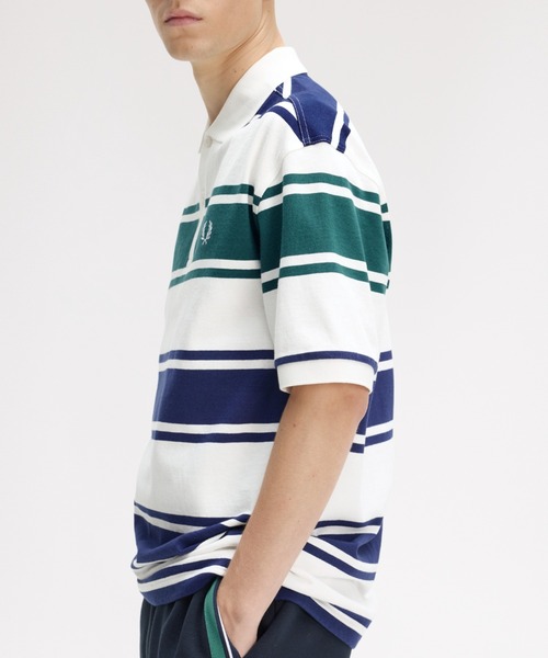 FRED PERRY(フレッドペリー)の「Relaxed Striped Polo Shirt/リラックスストライプポロシャツ(ポロシャツ・メンズ・ホワイト・L/M/S)」の8枚目の写真