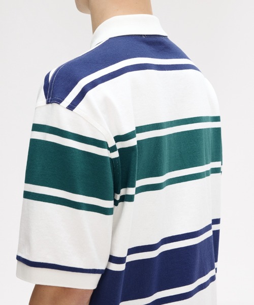 FRED PERRY(フレッドペリー)の「Relaxed Striped Polo Shirt/リラックスストライプポロシャツ(ポロシャツ・メンズ・ホワイト・L/M/S)」の3枚目の写真