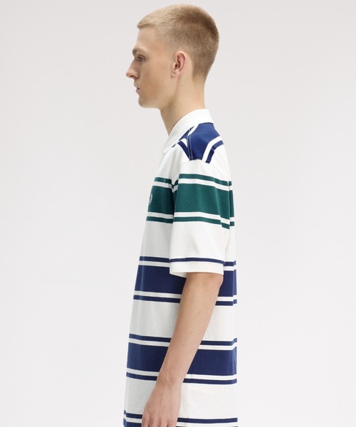 FRED PERRY(フレッドペリー)の「Relaxed Striped Polo Shirt/リラックスストライプポロシャツ(ポロシャツ・メンズ・ホワイト・L/M/S)」の6枚目の写真