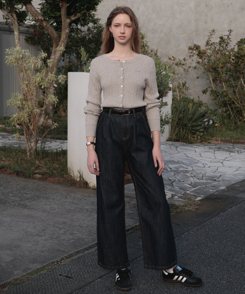 DEHEVE（デヘヴェ）の「Frill Cable Knit Cardigan [Gray]（カーディガン/ボレロ・レディース・アッシュグレー・FREE）」の4枚目の写真