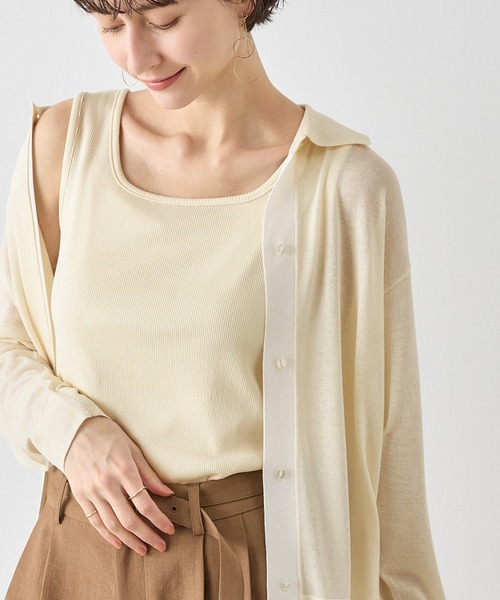 ROPE' PICNIC（ロペピクニック）の「配色デザインカーディガン&インナーアンサンブル（アンサンブル・レディース・ダークブラウン/ネイビー/キナリ・FREE）」の2枚目の写真