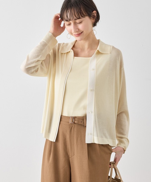 ROPE' PICNIC（ロペピクニック）の「配色デザインカーディガン&インナーアンサンブル（アンサンブル・レディース・ダークブラウン/ネイビー/キナリ・FREE）」の17枚目の写真