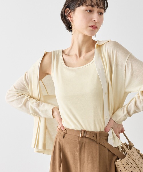 ROPE' PICNIC（ロペピクニック）の「配色デザインカーディガン&インナーアンサンブル（アンサンブル・レディース・ダークブラウン/ネイビー/キナリ・FREE）」の19枚目の写真