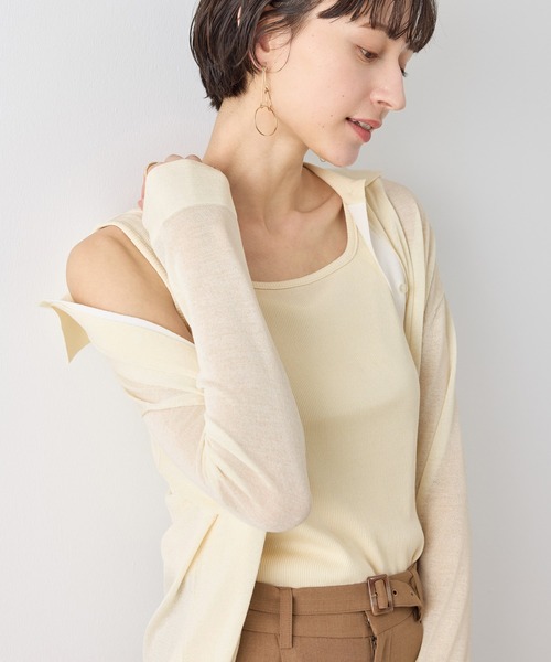 ROPE' PICNIC（ロペピクニック）の「配色デザインカーディガン&インナーアンサンブル（アンサンブル・レディース・ダークブラウン/ネイビー/キナリ・FREE）」の21枚目の写真