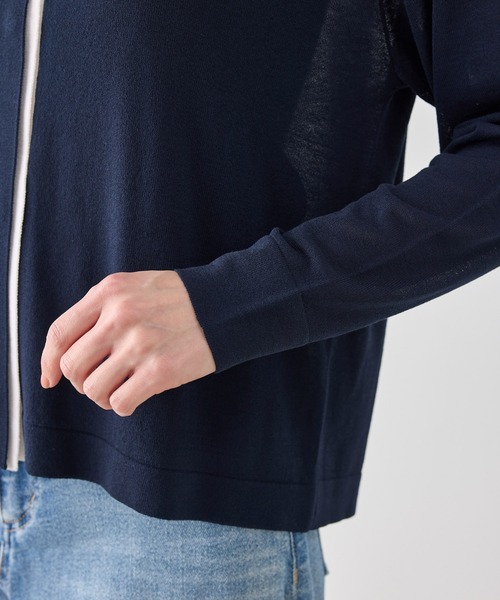 ROPE' PICNIC（ロペピクニック）の「配色デザインカーディガン&インナーアンサンブル（アンサンブル・レディース・ダークブラウン/ネイビー/キナリ・FREE）」の4枚目の写真