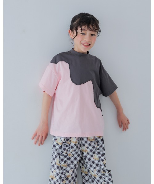 unica(ユニカ)の「twoピースバイカラーTシャツ(Tシャツ/カットソー・キッズ・ブルー系その他/ブラック×ホワイト/グレー×ピンク・L)」の11枚目の写真