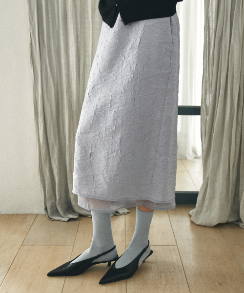 VANONE ATELIER(バノンアトリエ)の「P3289 クリングルスリットスカート_ライトグレー(スカート・レディース・ライトグレー・SMALL/MEDIUM)」の2枚目の写真