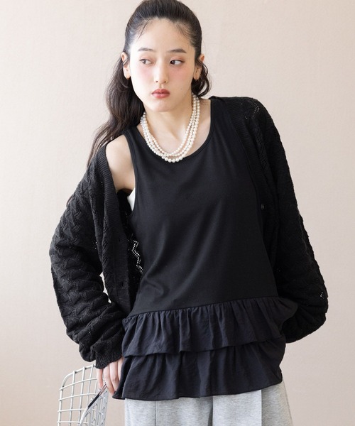 RAGEBLUE(レイジブルー)の「フリルレイヤードタンク(タンクトップ・レディース・ホワイト/グレー・FREE)」の15枚目の写真