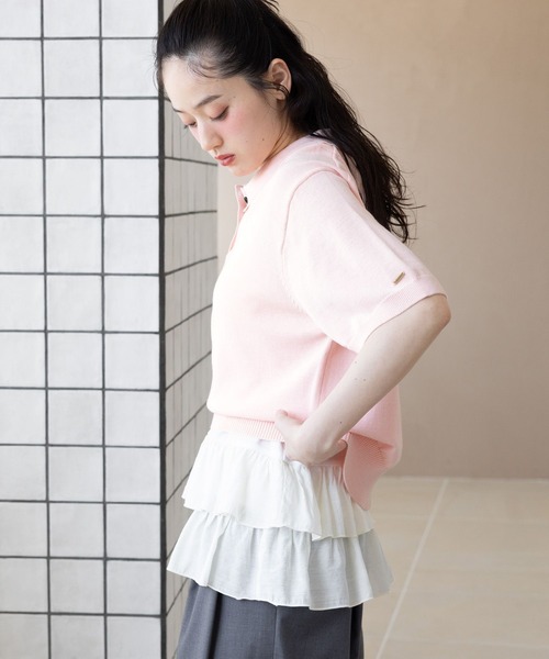 RAGEBLUE(レイジブルー)の「フリルレイヤードタンク(タンクトップ・レディース・ホワイト/グレー・FREE)」の3枚目の写真