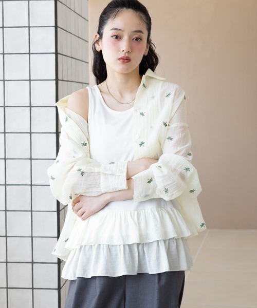 RAGEBLUE(レイジブルー)の「フリルレイヤードタンク(タンクトップ・レディース・ホワイト/グレー・FREE)」の5枚目の写真