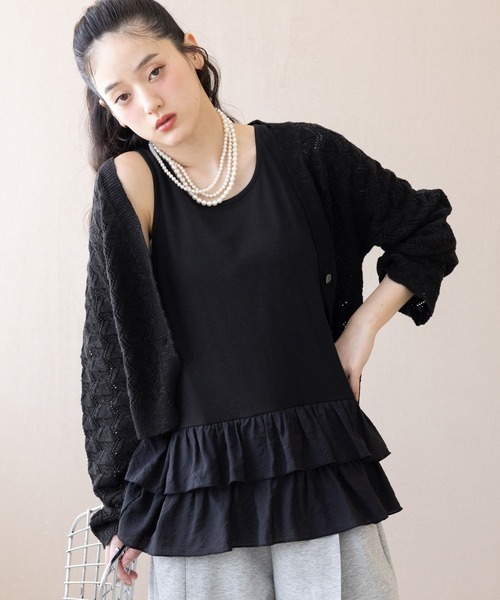 RAGEBLUE(レイジブルー)の「フリルレイヤードタンク(タンクトップ・レディース・ホワイト/グレー・FREE)」の14枚目の写真