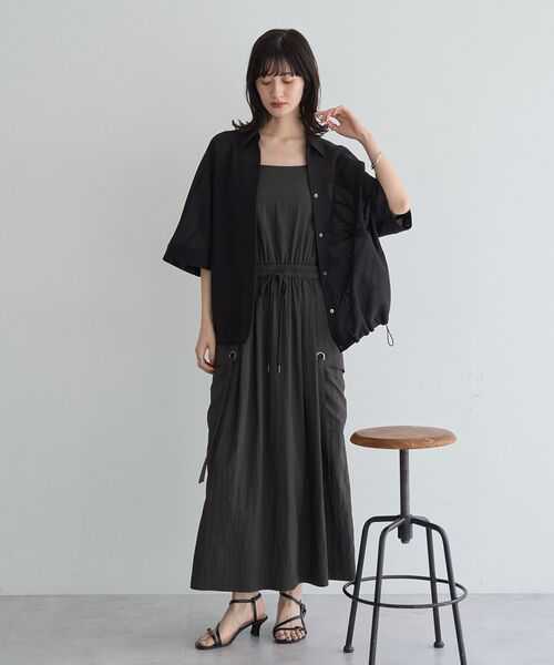 Editt by YECCA VECCA(エディットバイイェッカヴェッカ)の「【適ON】COOLカーゴキャミワンピース(ワンピース・レディース・ブルーグリーン/グレイッシュベージュ/チャコールグレー・FREE)」の11枚目の写真