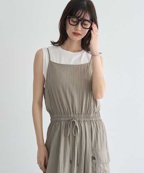 Editt by YECCA VECCA(エディットバイイェッカヴェッカ)の「【適ON】COOLカーゴキャミワンピース(ワンピース・レディース・ブルーグリーン/グレイッシュベージュ/チャコールグレー・FREE)」の9枚目の写真