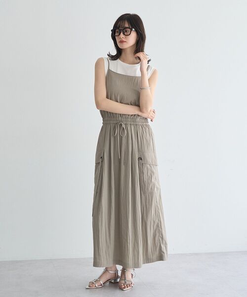 Editt by YECCA VECCA(エディットバイイェッカヴェッカ)の「【適ON】COOLカーゴキャミワンピース【セットアップ対応】(ワンピース・レディース・ブルーグリーン/グレイッシュベージュ/チャコールグレー・FREE)」の1枚目の写真