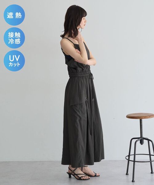 Editt by YECCA VECCA(エディットバイイェッカヴェッカ)の「【適ON】COOLカーゴキャミワンピース【セットアップ対応】(ワンピース・レディース・ブルーグリーン/グレイッシュベージュ/チャコールグレー・FREE)」の5枚目の写真