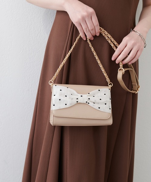 natural couture（ナチュラルクチュール）の「〈canami〉2WAYリボンバッグ（クラッチバッグ・レディース・ライトベージュ/ブラウン/ピンク・FREE）」の17枚目の写真
