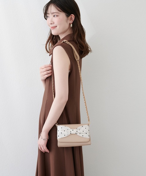 natural couture（ナチュラルクチュール）の「〈canami〉2WAYリボンバッグ（クラッチバッグ・レディース・ライトベージュ/ブラウン/ピンク・FREE）」の21枚目の写真