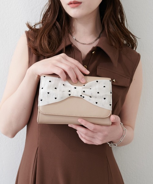 natural couture（ナチュラルクチュール）の「〈canami〉2WAYリボンバッグ（クラッチバッグ・レディース・ライトベージュ/ブラウン/ピンク・FREE）」の18枚目の写真