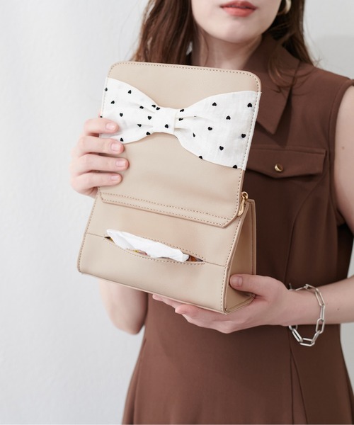 natural couture（ナチュラルクチュール）の「〈canami〉2WAYリボンバッグ（クラッチバッグ・レディース・ライトベージュ/ブラウン/ピンク・FREE）」の19枚目の写真