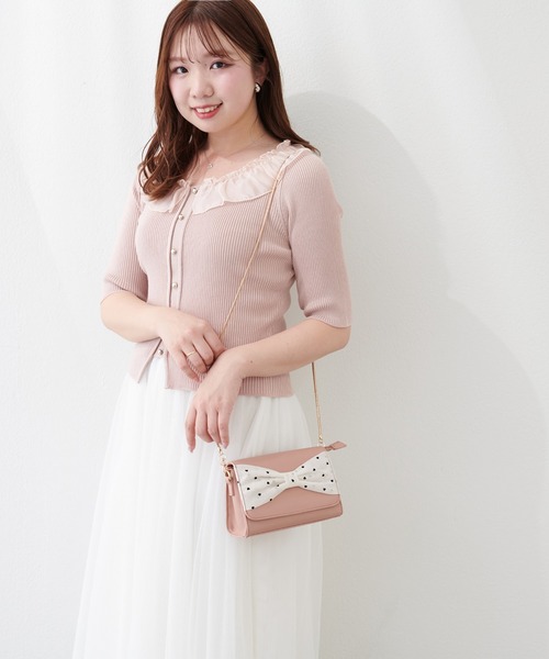 natural couture（ナチュラルクチュール）の「〈canami〉2WAYリボンバッグ（クラッチバッグ・レディース・ライトベージュ/ブラウン/ピンク・FREE）」の13枚目の写真