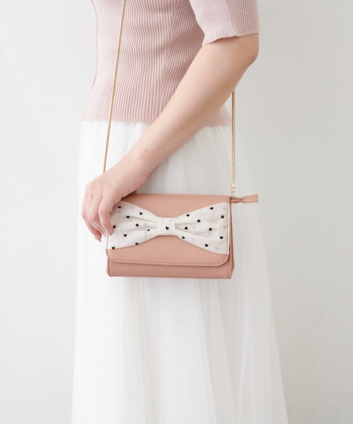 natural couture（ナチュラルクチュール）の「〈canami〉2WAYリボンバッグ（クラッチバッグ・レディース・ライトベージュ/ブラウン/ピンク・FREE）」の14枚目の写真