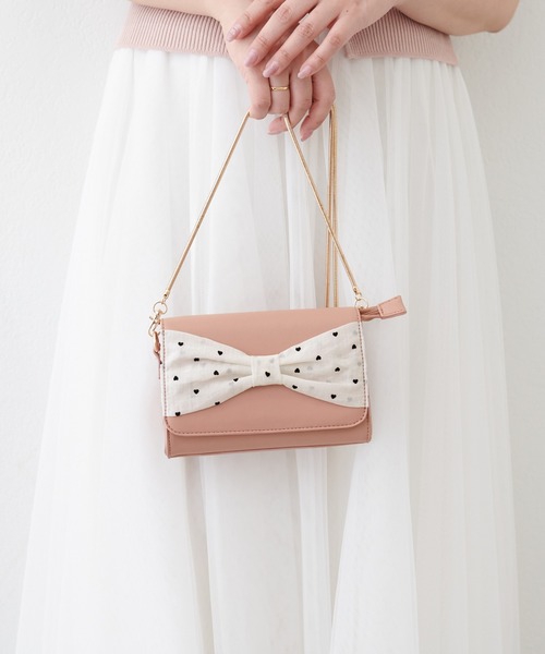 natural couture（ナチュラルクチュール）の「〈canami〉2WAYリボンバッグ（クラッチバッグ・レディース・ライトベージュ/ブラウン/ピンク・FREE）」の15枚目の写真