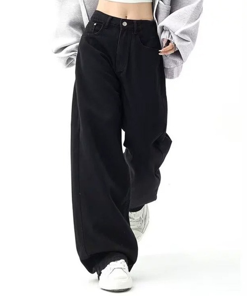 DAY CLOSET(デイ クローゼット)の「【大きいサイズ有】ゆるっとシルエット。ワイド デニムパンツ レディース(デニムパンツ・レディース・ブルー/ブラック・XL/L/M/S)」の2枚目の写真