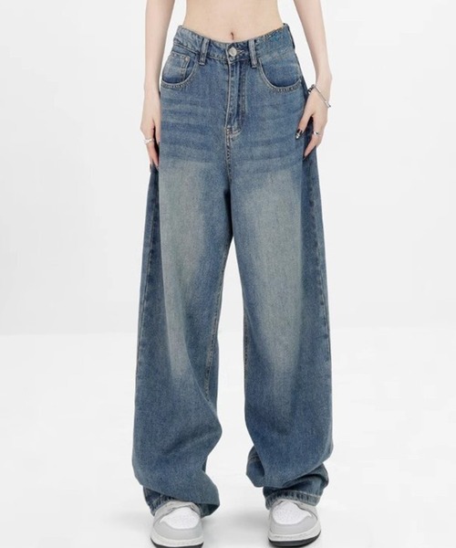 DAY CLOSET(デイ クローゼット)の「【大きいサイズ有】ゆるっとシルエット。ワイド デニムパンツ レディース(デニムパンツ・レディース・ブルー/ブラック・XL/L/M/S)」の5枚目の写真