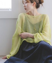 ★Spick and Span コットン 100% 長袖 春ニット グリーン Spick & Span｜スピック＆スパンのニット／セーター（レディース