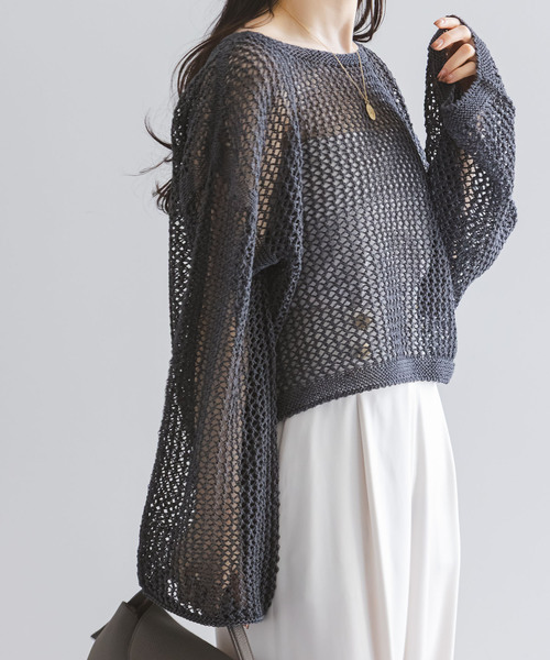 Noble(ノーブル)の「【洗える】メッシュショートプルオーバー(ニット/セーター・レディース・ホワイト系その他/ライトグリーン/チャコールグレー/ブルー・FREE)」の22枚目の写真