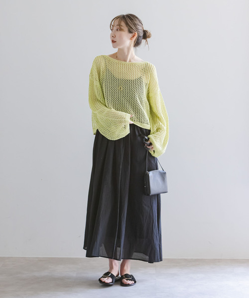 Noble（ノーブル）の「メッシュショートプルオーバー（ニット/セーター・レディース・ホワイト系その他/ライトグリーン/チャコールグレー/ブルー・FREE）」の5枚目の写真