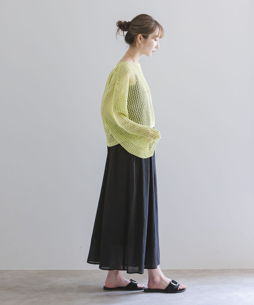 Noble（ノーブル）の「メッシュショートプルオーバー（ニット/セーター・レディース・ホワイト系その他/ライトグリーン/チャコールグレー/ブルー・FREE）」の6枚目の写真