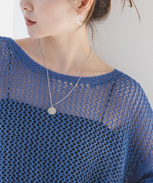 Noble（ノーブル）の「メッシュショートプルオーバー（ニット/セーター・レディース・ホワイト系その他/ライトグリーン/チャコールグレー/ブルー・FREE）」の10枚目の写真